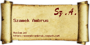 Szamek Ambrus névjegykártya